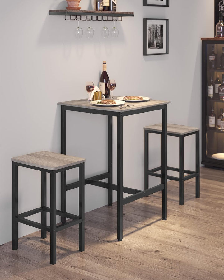 VASAGLE Bartisch, Stehtisch, Küchentisch, hoch, mit Stahlgestell, 60 x 60 x 92 cm, einfache Montage,