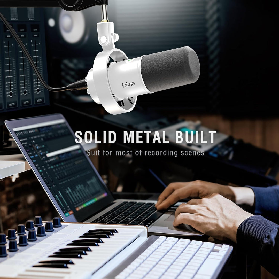 FIFINE XLR Studio Mikrofon Dynamisches, USB Microphone PC für Streaming Podcast Gaming, für PS4/5 Ma