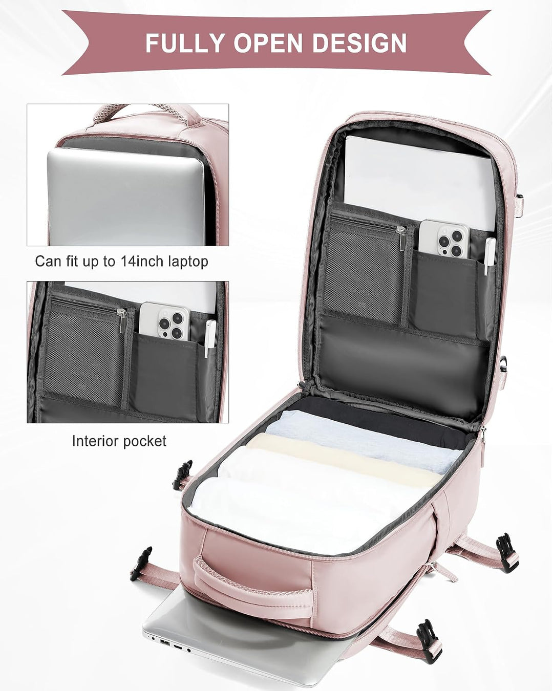 SZLX Grosser Reiserucksack Damen,Vakuum Rucksack mit Pumpe Ryanair Handgepäck 40x30x20 Herren, Wizza