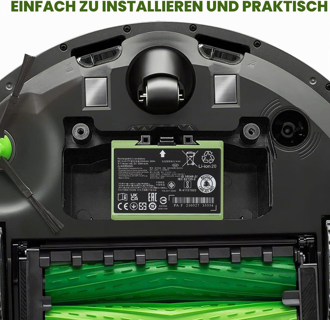 14,4 V 2500 mAh Ersatz-Li-Ionen-Akku, kompatibel mit iRobot Roomba e und i Serie i8/i8+, i7/i7+/i7Pl