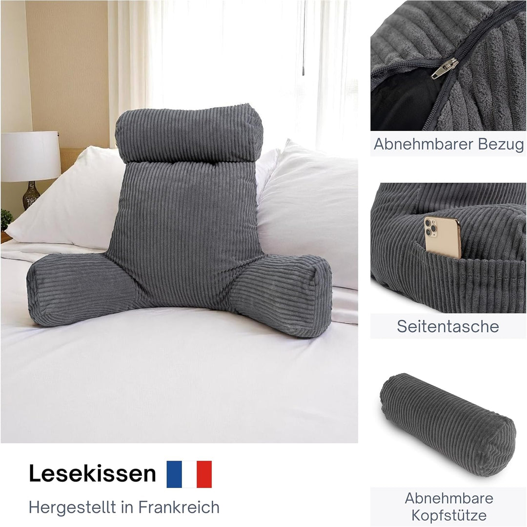 bananair – Lesekissen für Bett und Sofa aus Cord – Abnehmbare, Maschinenwaschbare Hülle – Weich &amp; Ko