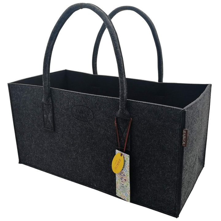 RAIKOU NEU Filztasche Shopper Holzkorb Einkaufstasche Henkeltasche Zeitungskorb Stabile Kaminholztas