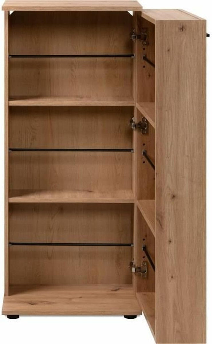 Schuhschrank, Kommode, Holzwerkstoff, Dekor Artisan Oak, Mass: B x H x T ca. 50 x 110 x 34 cm