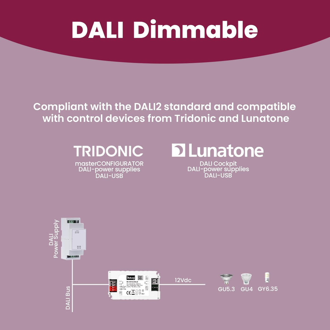 LED Trafo 12V 15W Dimmbar DALI PUSH für Osram Philips GU5.3 MR16 Flickerfree LED Netzteil Treiber Dr