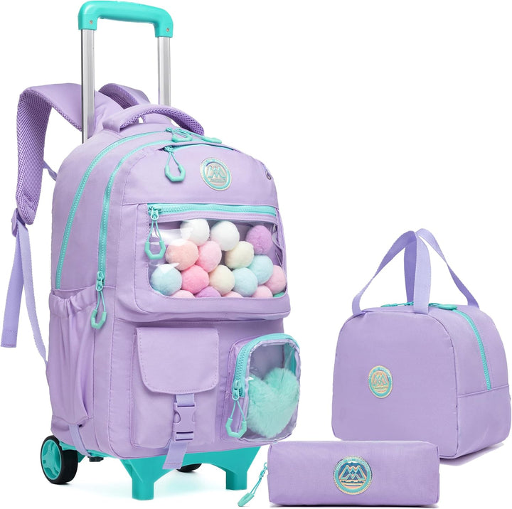 HTgroce Lila Süsser Kinder Trolley Rucksack Schultasche Schulranzen Mädchen schultrolleys Schulrucks