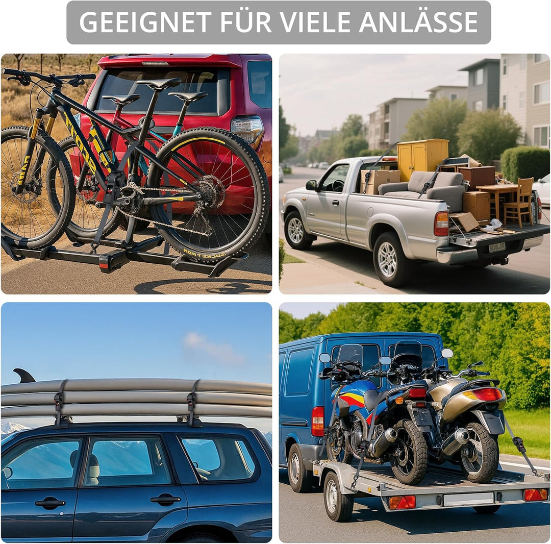 Justech 2 einziehbare Selbstaufrollende Spanngurte Ratschengurte, 3,5m Länge, 2,5cm Breite, Bruchfes