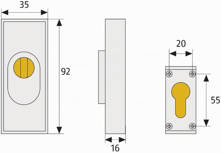 ABUS Tür-Schutzrosette RSZS316 mit Zylinderschutz für Metalltüren, weiss, 09409, Weiss