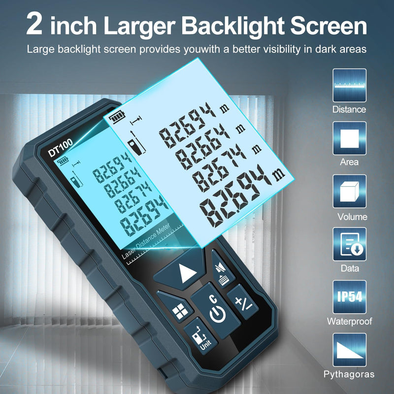 Entfernungsmesser, HANMATEK DT100 100M Digitales Laser Entfernungsmesse mit LCD Hintergrundbeleuchtu
