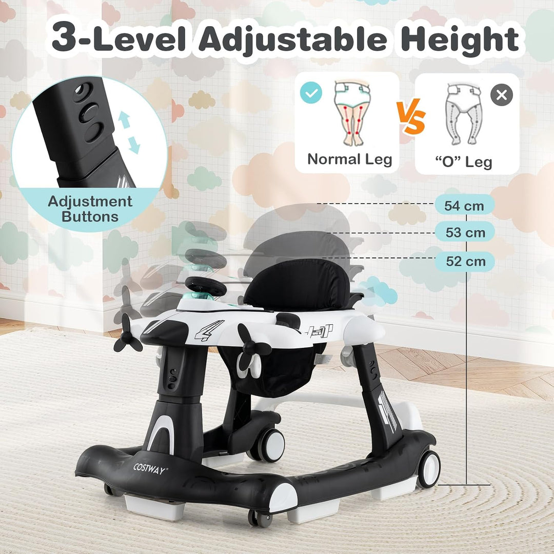 FANTASK 6 in 1 Lauflernhilfe, Babywalker höhenverstellbar mit abnehmbarer Spieluhr &amp; Esstablett, Lau