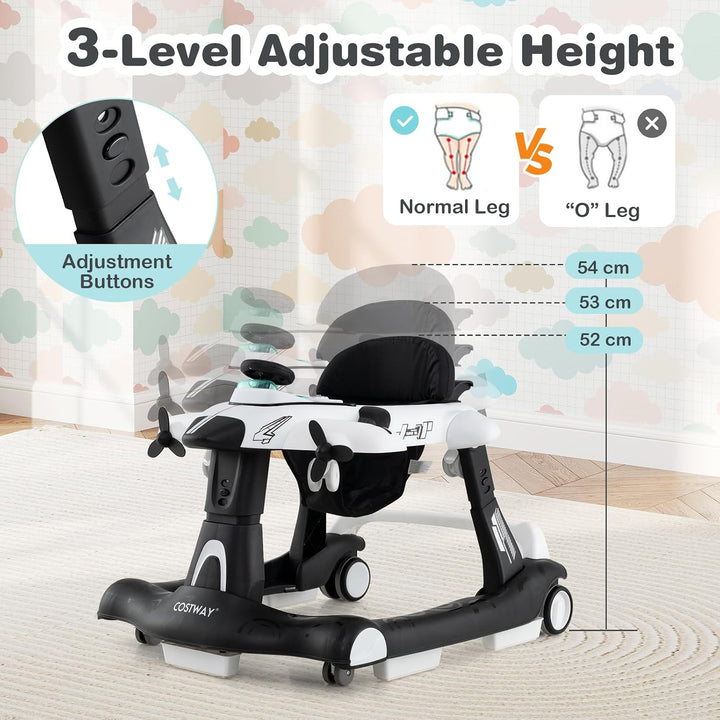 FANTASK 6 in 1 Lauflernhilfe, Babywalker höhenverstellbar mit abnehmbarer Spieluhr &amp; Esstablett, Lau