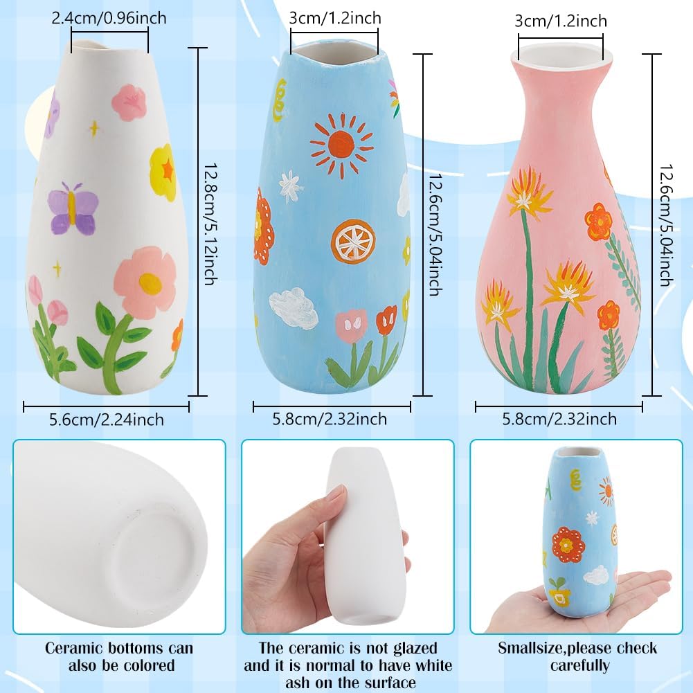 WEBEEDY 3 Grössen Keramik Töpfe Paint Kit Malen Sie Ihre Eigenen keramischen Töpferwaren Farbe Vase