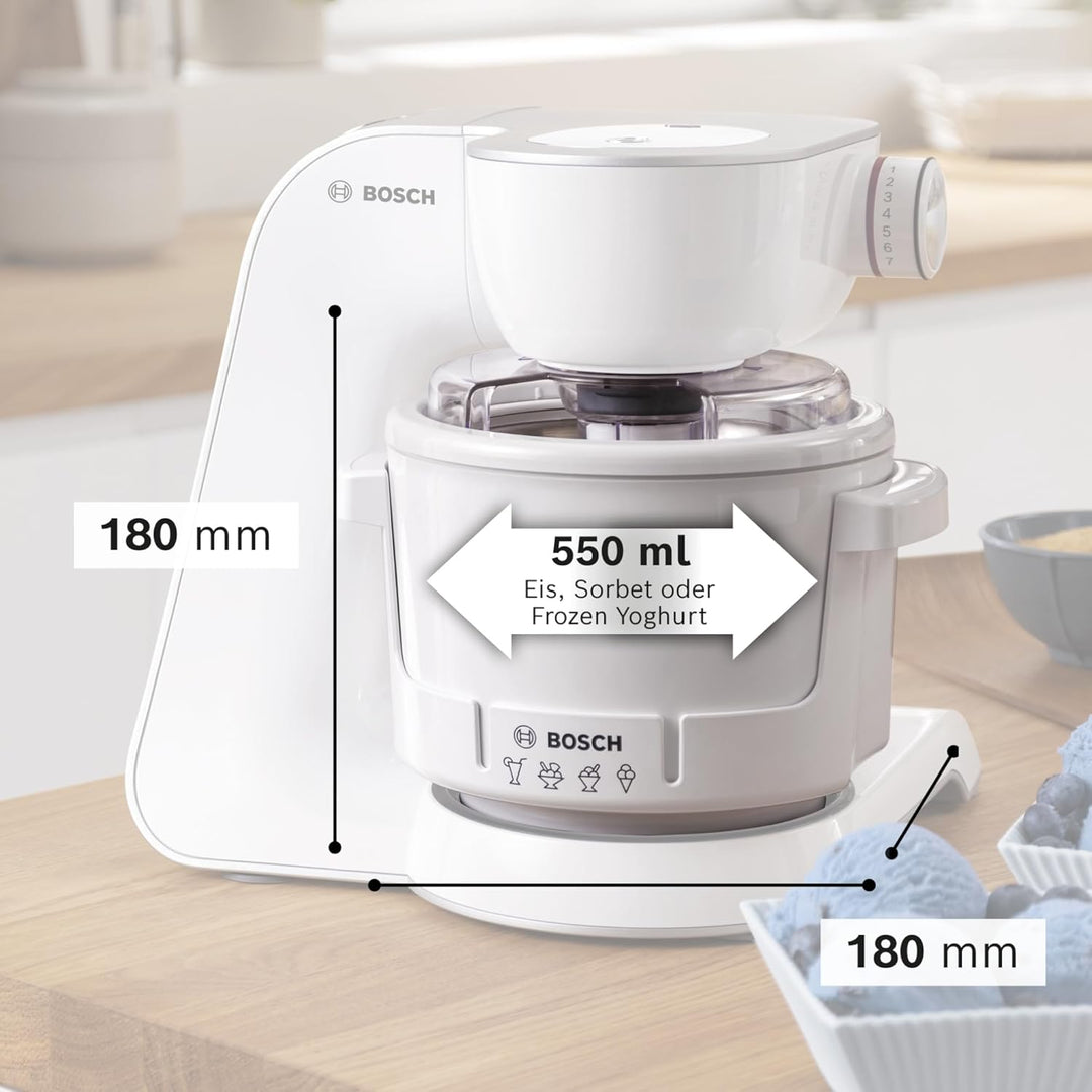 Bosch Eisbereiter MUZ5EB2, 550ml, selbstgemachtes Eis, Sorbet und Frozen Yoghurt, weiss, passend für