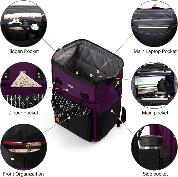 Rucksack Damen, Schulrucksack mit Laptopfach für 15.6 Zoll Laptops, Business Rucksack für Arbeit, Le