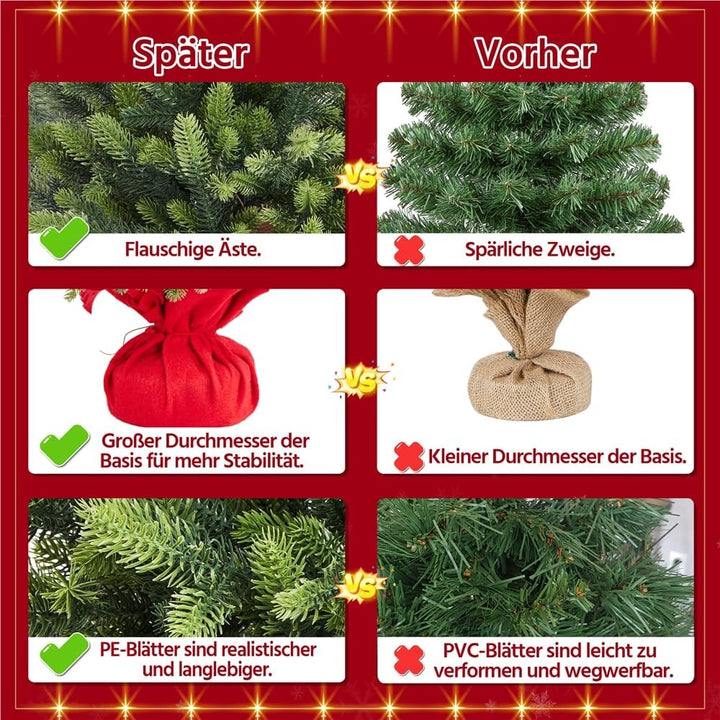 Yaheetech 61cm Mini künstlicher Weihnachtsbaum mit 62 Spitzen &amp; Zementbasis, Mini Tischplatte Tannen