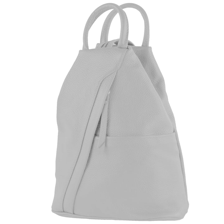 modamoda de T180 Damen Leder Rucksack Handtasche 2-in-1, handmade in Italy Weiss, Weiss