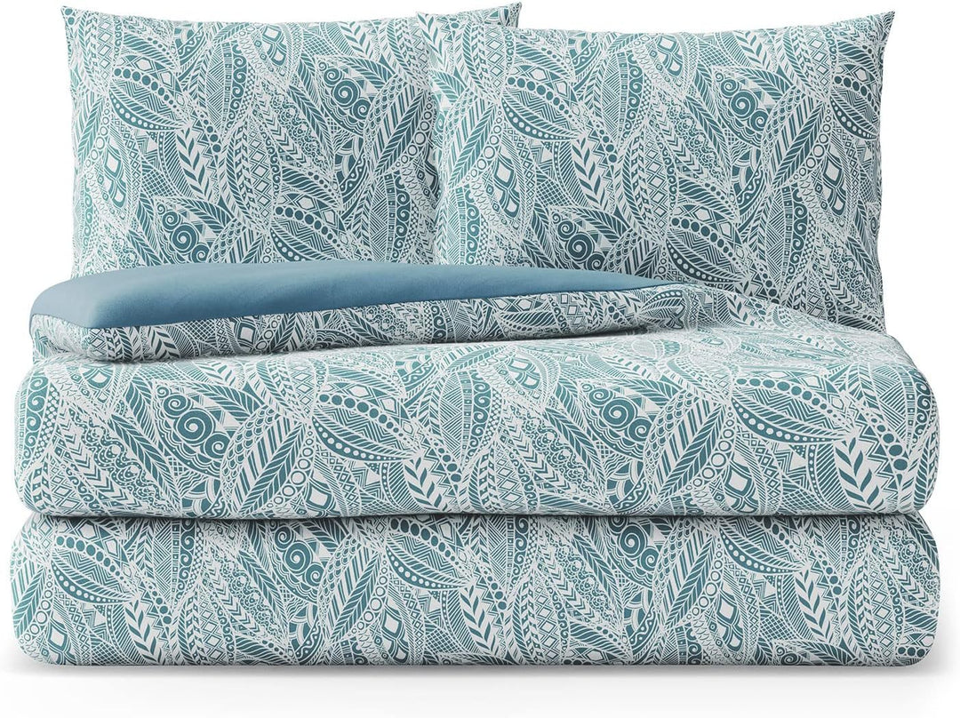 AmeliaHome 3tlg Bettwäsche 200x200 cm mit 2 Kissenbezügen 80x80 cm 100% Baumwolle Reissverschluss Av
