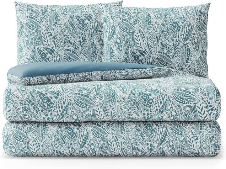 AmeliaHome 3tlg Bettwäsche 200x200 cm mit 2 Kissenbezügen 80x80 cm 100% Baumwolle Reissverschluss Av