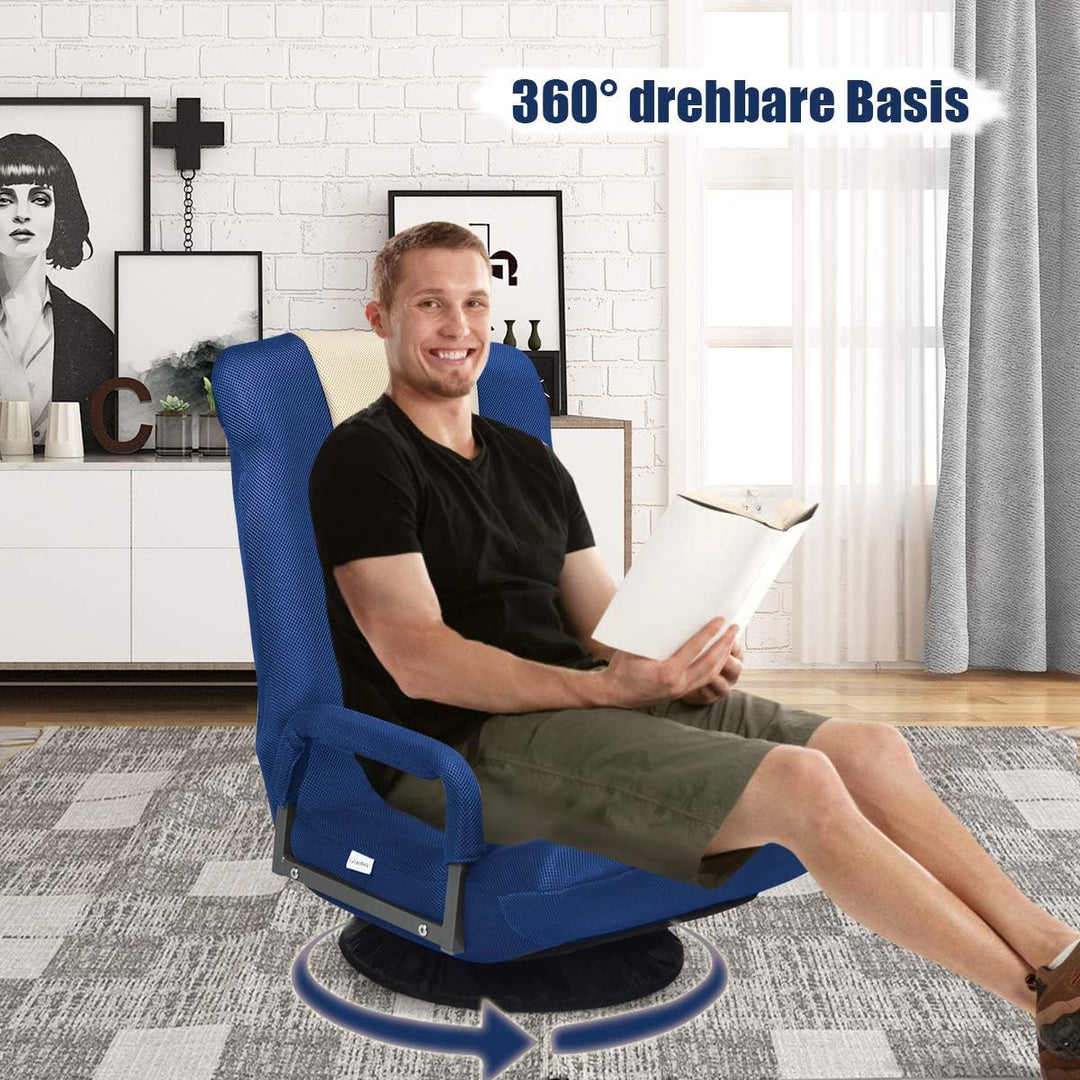 RELAX4LIFE Bodenstuhl Klappbar, Bodensessel mit 7-Fach Verstellbarer Rückenlehne &amp; 360° drehbarem So