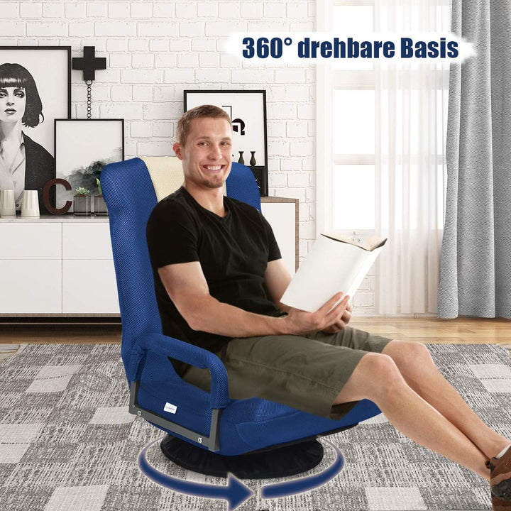 RELAX4LIFE Bodenstuhl Klappbar, Bodensessel mit 7-Fach Verstellbarer Rückenlehne &amp; 360° drehbarem So