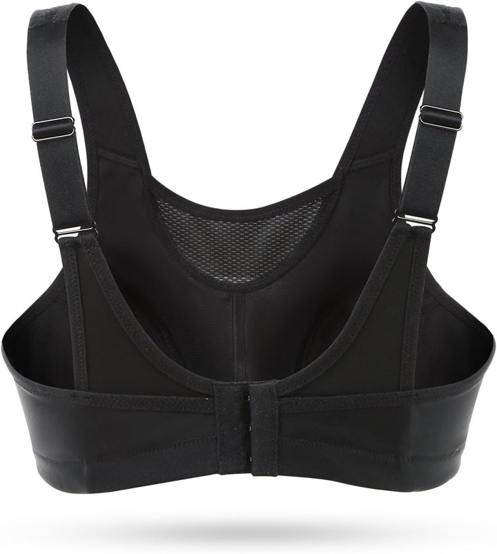 Wingslove Damen Sport BH ohne Bügel Nicht Gepolstert High Impact Bustier Halt Joggen BH 75C Schwarz,