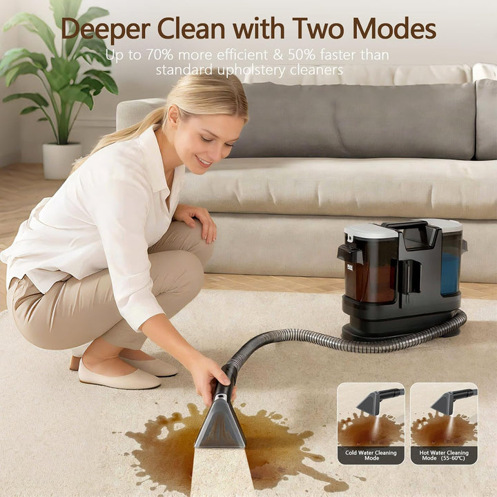 Waschsauger Teppichreiniger 16 kPa, Tragbarer polsterreiniger gerät 2-in-1 Wassertank, Kompatibel mi
