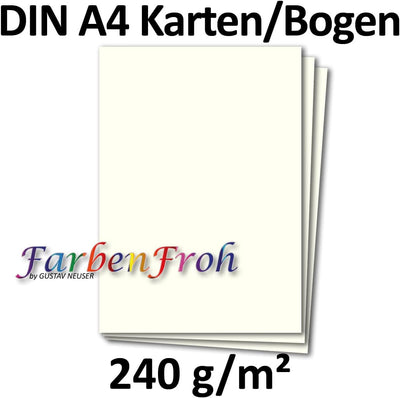 200 DIN A4 Papier-bögen Planobogen - Naturweiss (Weiss) - 240 g/m² - 21 x 29,7 cm - Bastelbogen Ton-