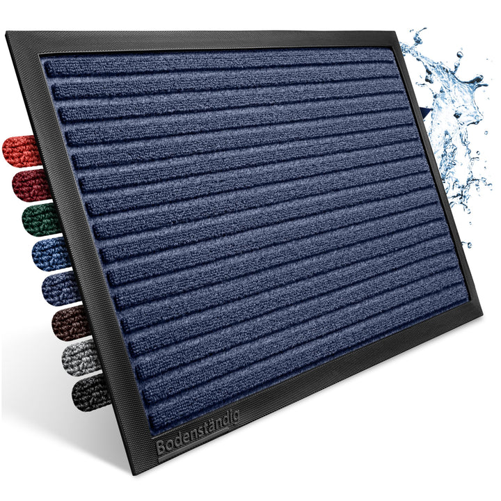 Fussmatte aussen - extrem rutschfest & langlebig - Fussabtreter aussenbereich grau blau 60x90 cm - T