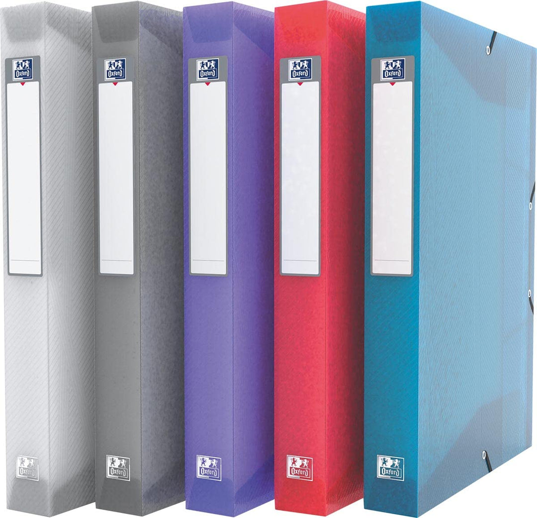Oxford hawai Heftbox A4, aus Kunststoff, transparent, 5 Farben, 6er Pack