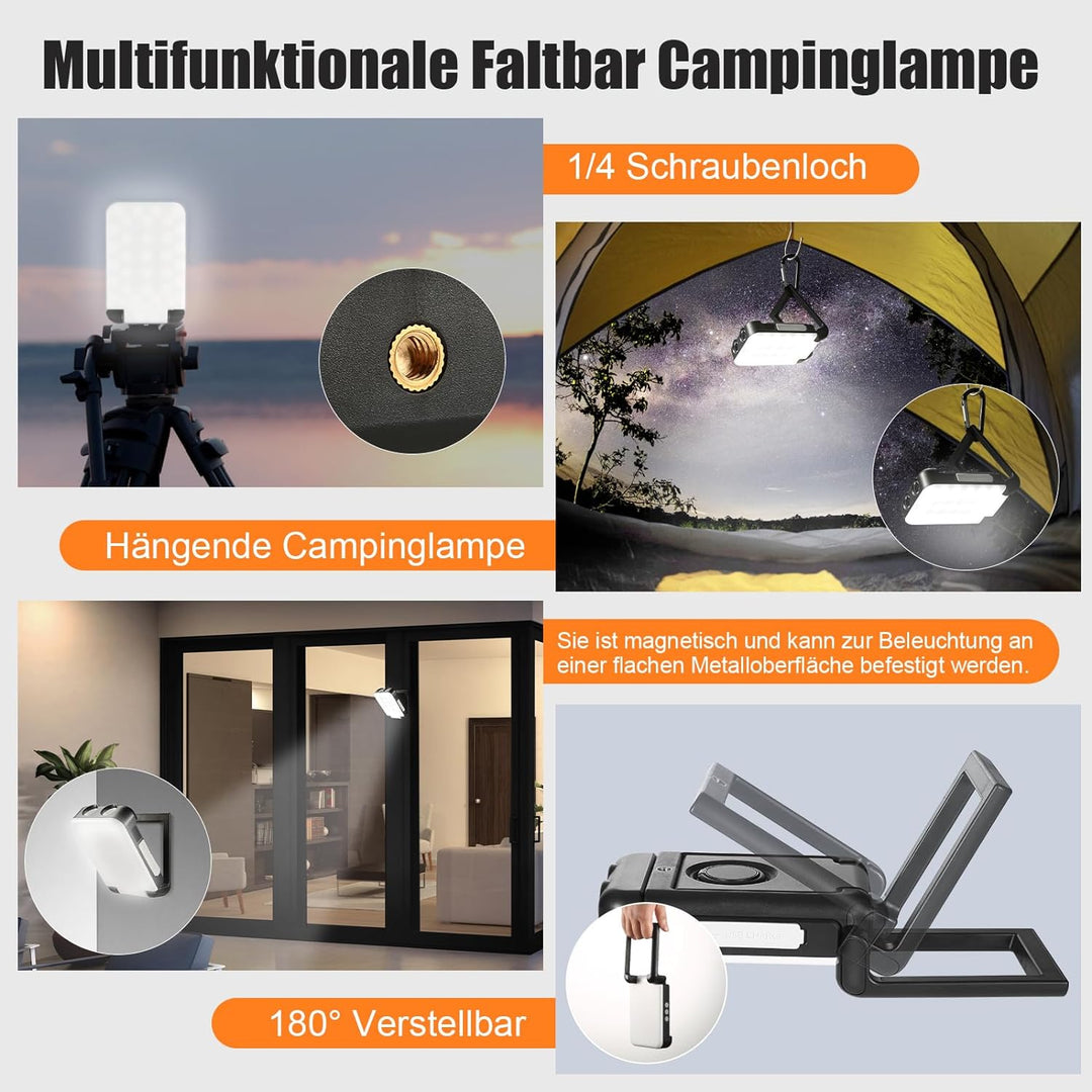 Therlan LED Campinglampe Aufladbar, Tragbare Camping Lampe, 7 Leuchtmodi 1200LM Superhell Zeltlampe
