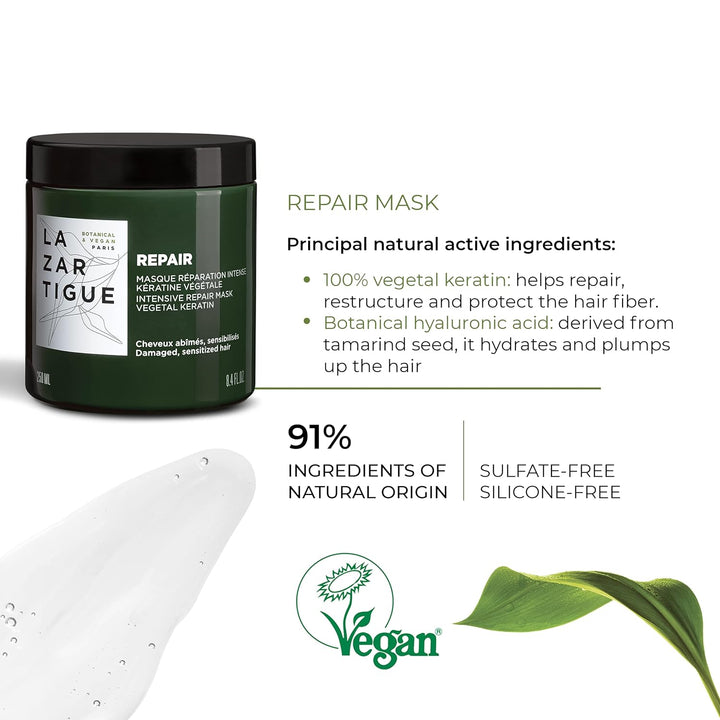 Lazartigue Repair Maschera Riparazione Intensa Capelli Danneggiati, 250ml