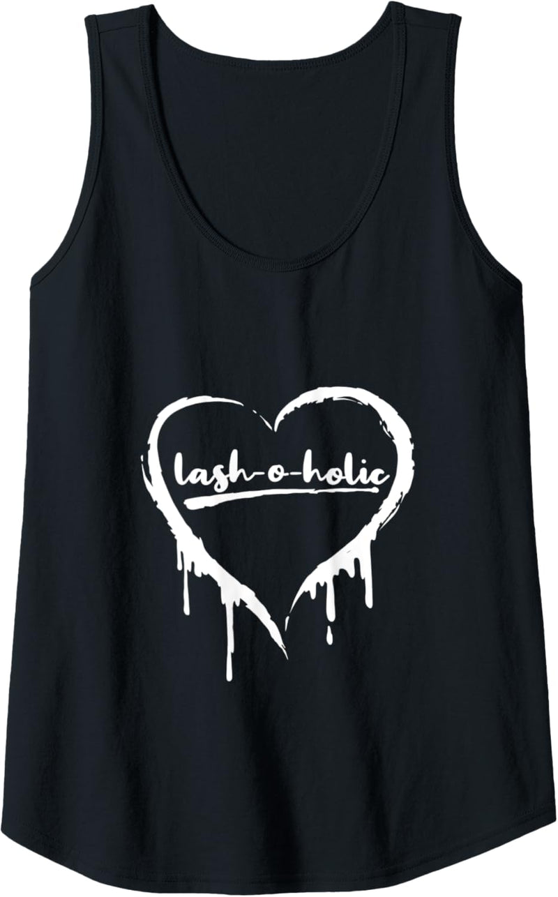 Damen Lustiges Lashoholic Herz MUA Beauty Wimpern Make Up Artist Tank Top