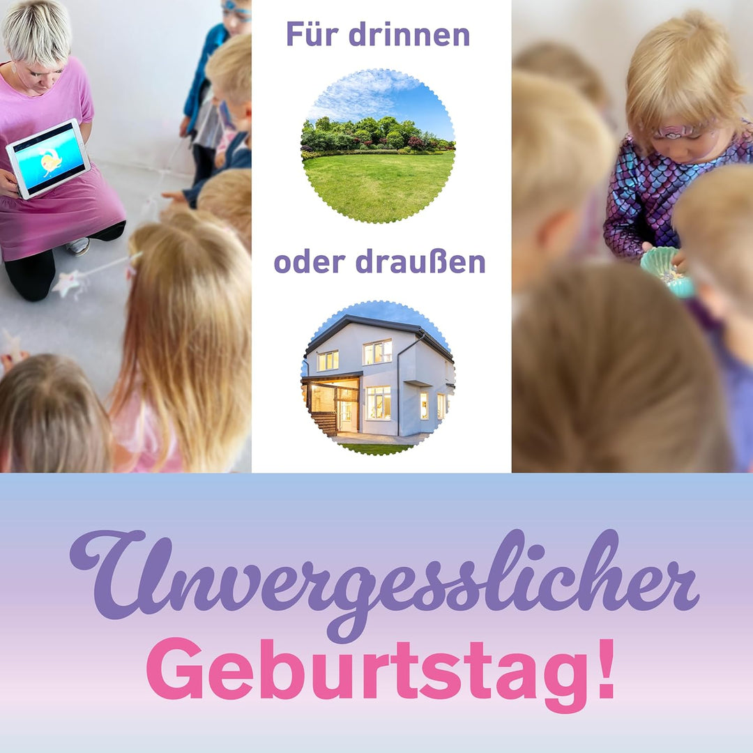 Schnitzeljagd Schatzsuche Meerjungfrau, 5-7 Jahre – Komplettes Set mit Einladungskarten digitaler Me