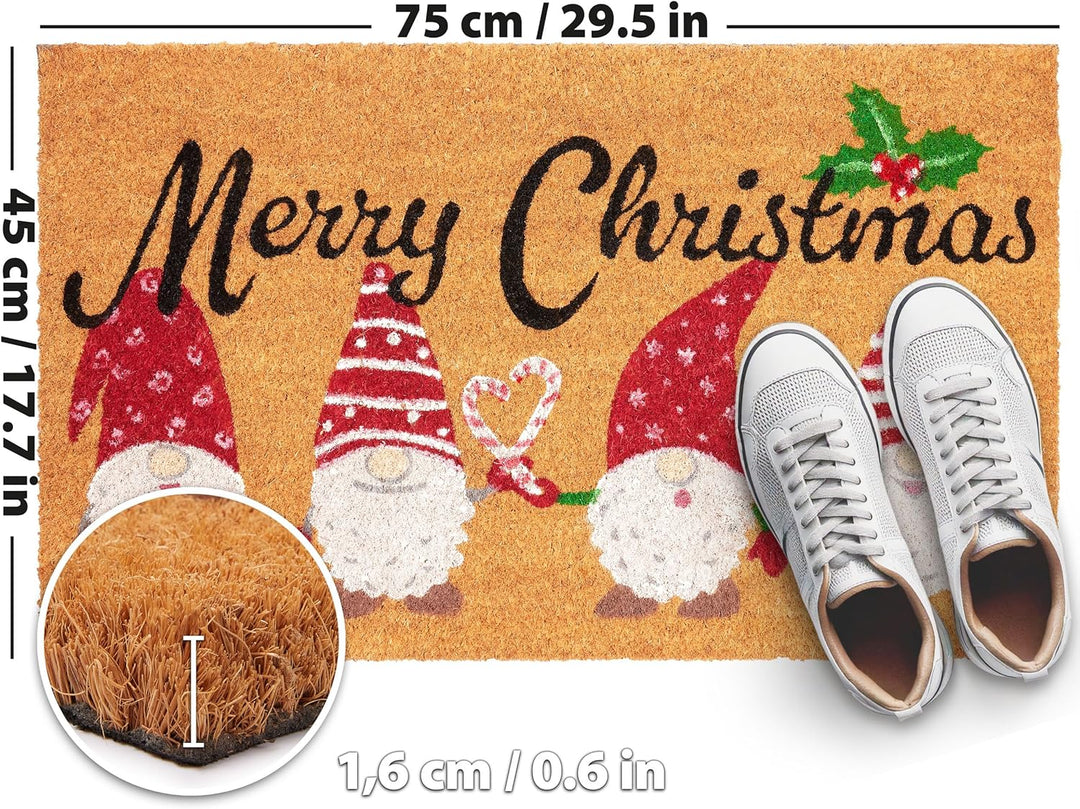 BRUBAKER Weihnachtsfussmatte für Aussen und Innen - Merry Christmas - 45 x 75 cm Schmutzfangmatte au