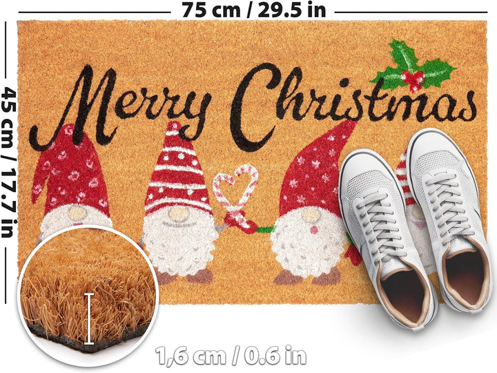 BRUBAKER Weihnachtsfussmatte für Aussen und Innen - Merry Christmas - 45 x 75 cm Schmutzfangmatte au