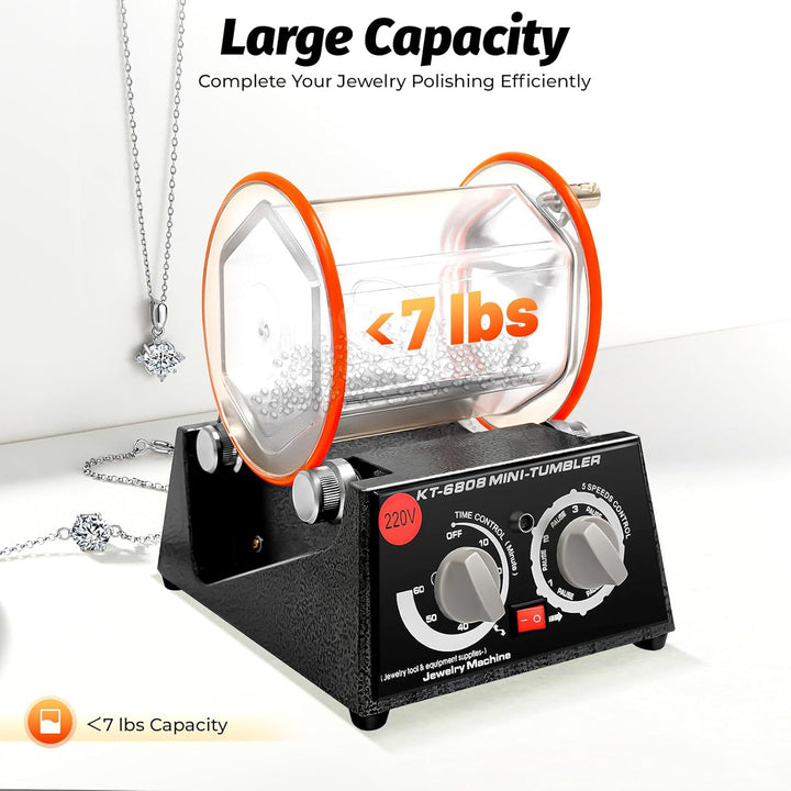 Rotary Tumbler Poliertrommel, 3KG Schmuck Poliermaschine mit 4 Geschwindigkeitssteuerung und Timer,