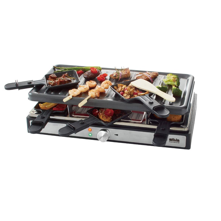 Silva Homeline PK-R 088 Raclette-Grill, 8 Pfännchen, 1400 Watt, schwarz