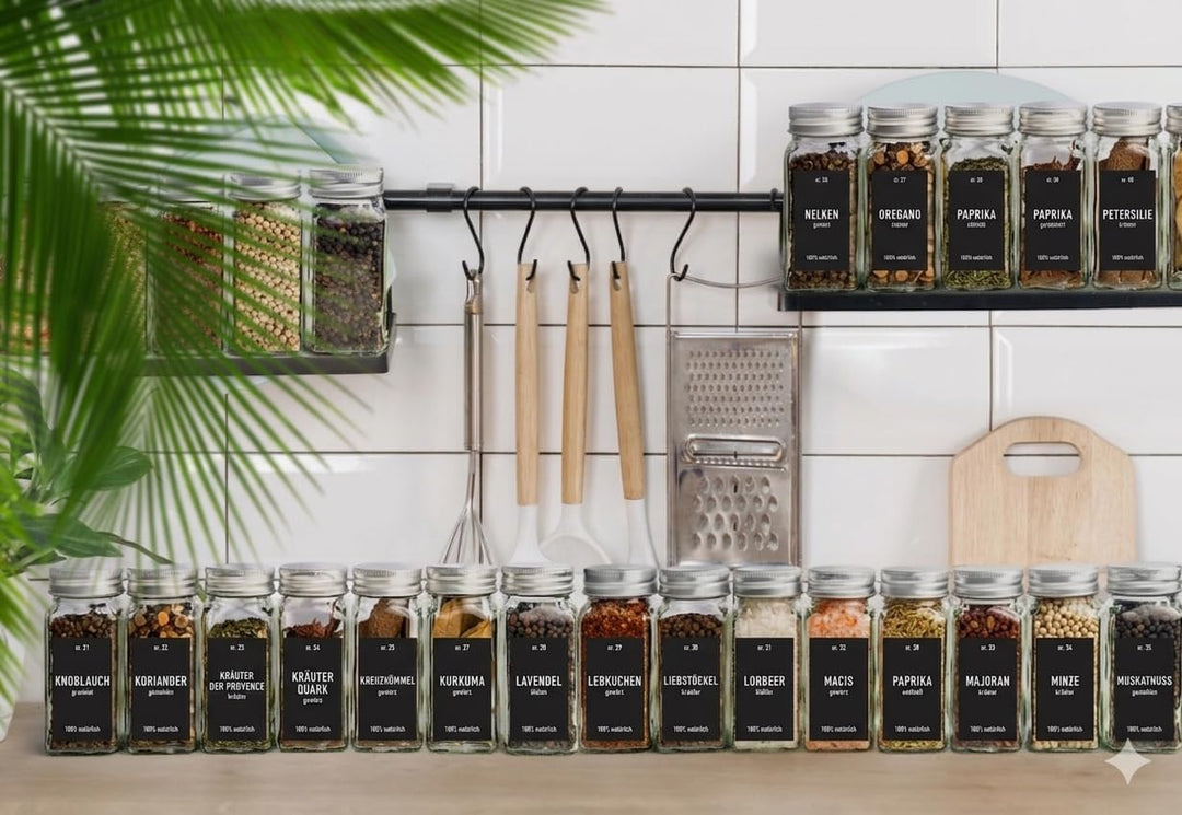 ZEBEN® Gewürzgläser Set 120 ml – 25 leere Glasdosen mit Deckel, einheitliche Gewürzaufbewahrung für