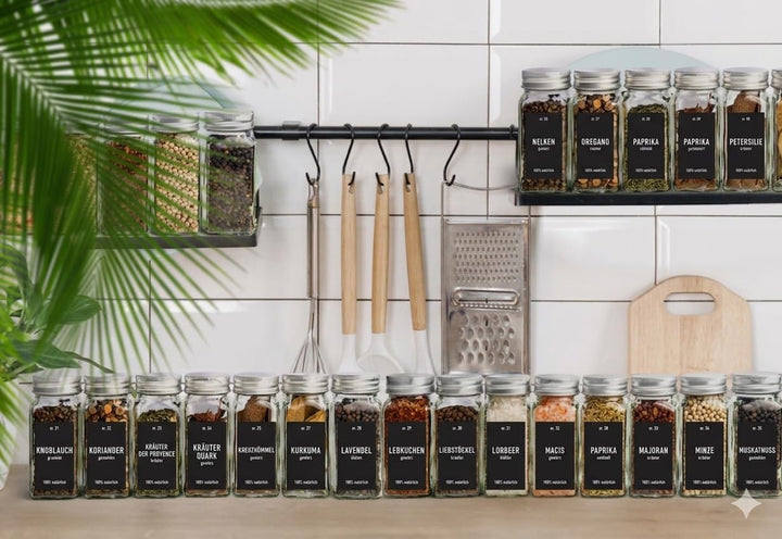 ZEBEN® Gewürzgläser Set 120 ml – 25 leere Glasdosen mit Deckel, einheitliche Gewürzaufbewahrung für