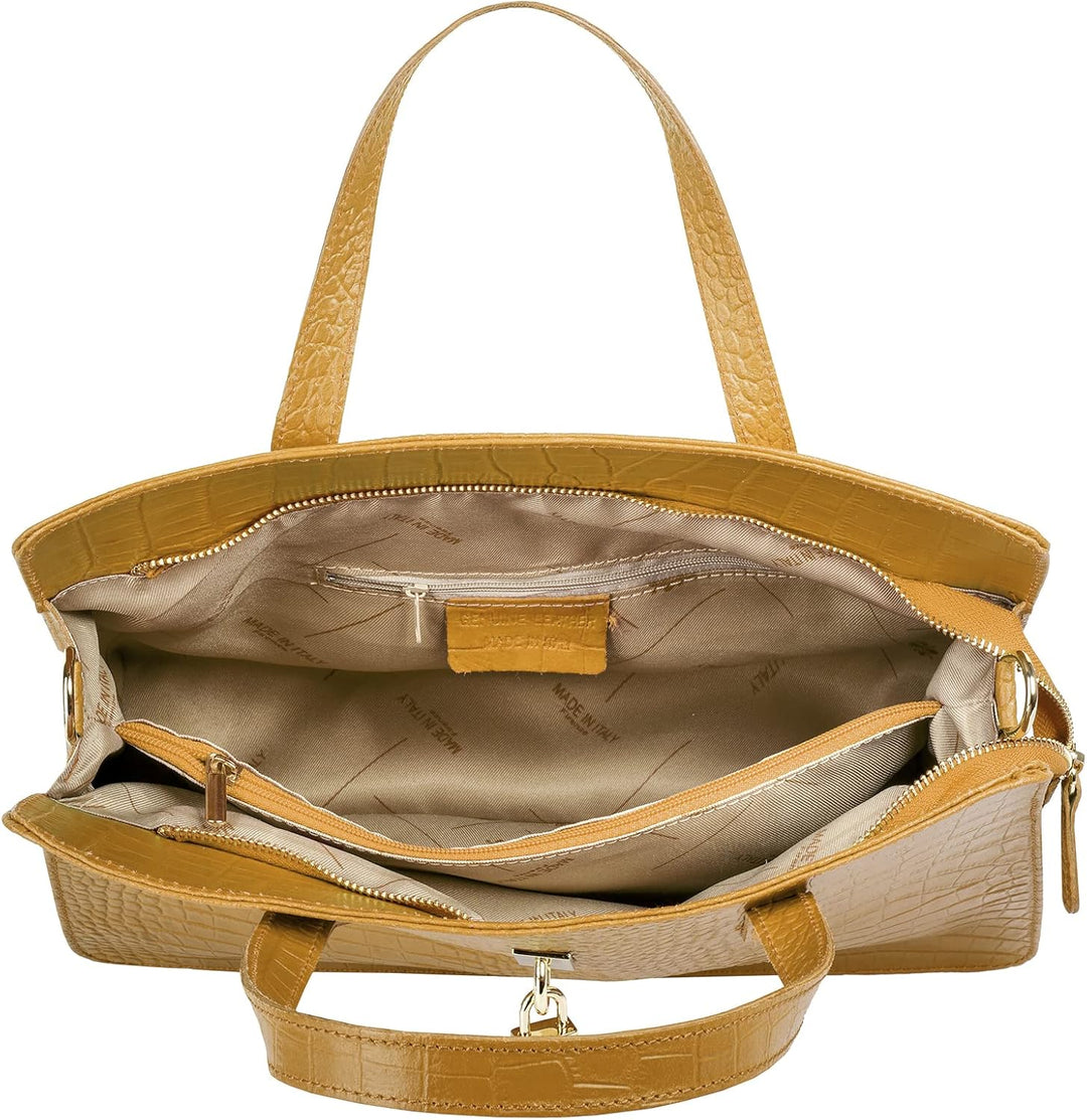 Cluty Handtasche Echt Leder Damen - 021321 Gelb, Gelb