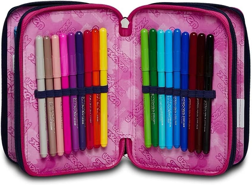 Seven Federmäppchen, Mäppchen, mehrfarbig, Federtasche für Schreibwaren, Etui komplett mit Bleistift