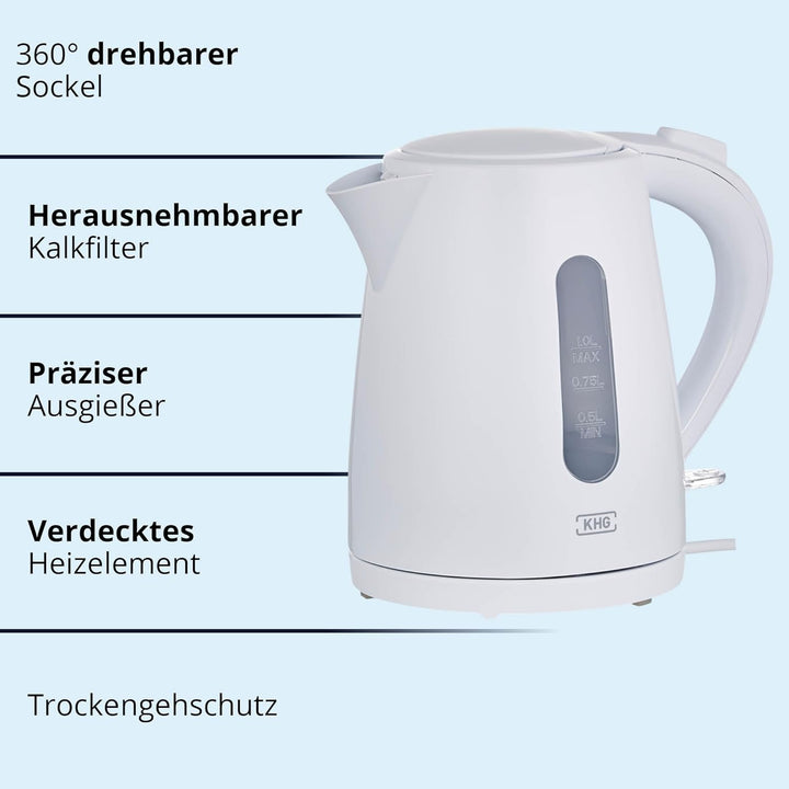 KHG Frühstücksset Weiss| Toaster 4 Scheiben Langschlitztoaster mit Brötchenaufsatz, 6 Bräunungsstufe