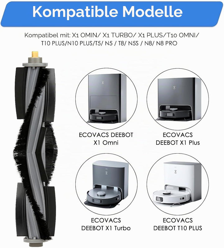 (3 Stück) Walzenbürste kompatibel mit ECOVACS DEEBOT X1/ X1 Omni/ X1 Turbo/ X1 PRO OMNI/ T10/ T10 Pl