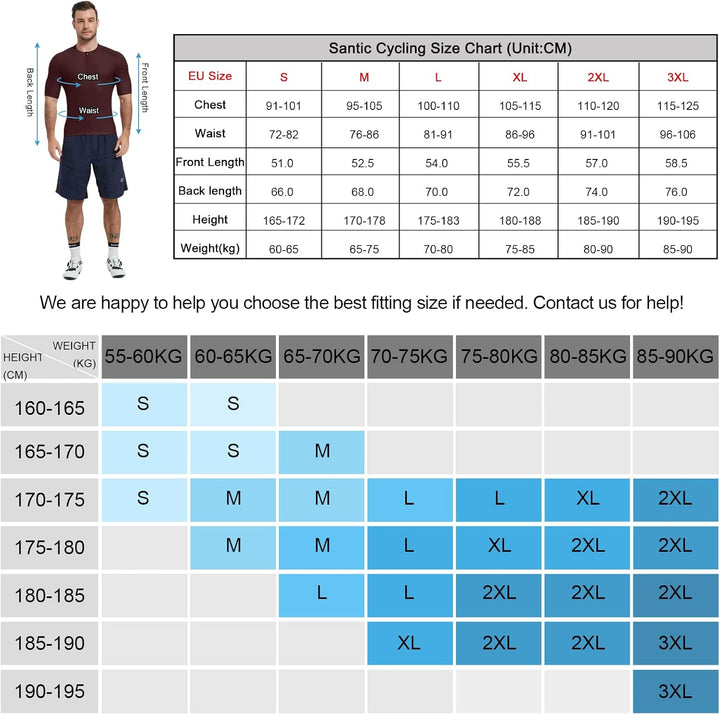 Santic Radtrikot Herren Kurzarm Fahrradtrikot Herren Fahrradshirt Radshirt Kurzarm Sommer mit Tasche