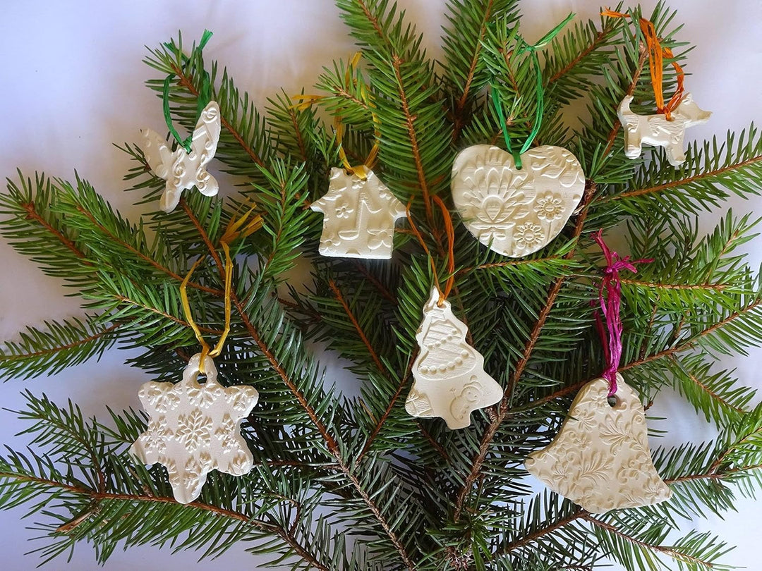 Kinder Nudelholz mit Muster Weihnachten Backen 3-er SET - Teigroller Holz für DIY Weihnachten Plätzc