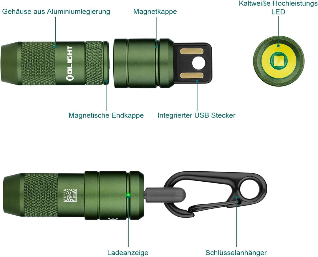 OLIGHT iMini 2 Mini LED USB-Aufladbare Taschenlampe Schlüsselhänger mit magnetischen Basis,50LM und1