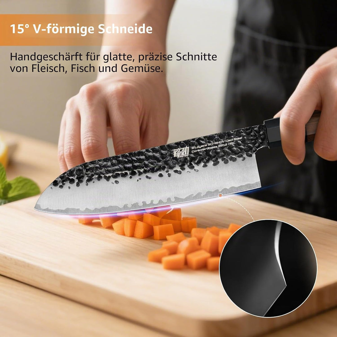 FINDKING Dynasty Serie Japanisches Santoku-Messer, Professionelles Küchenmesser, Klinge aus 9Cr18MoV