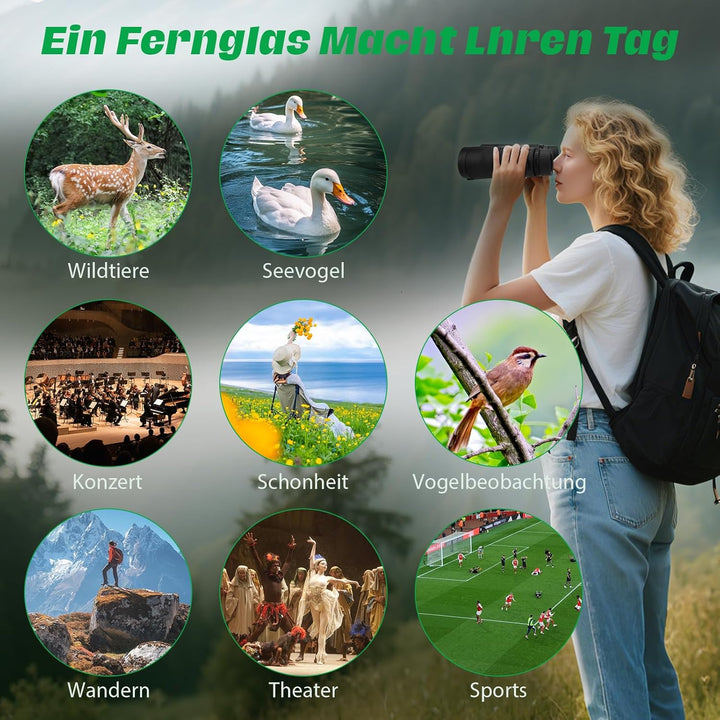 Feldstecher Fernglas Erwachsene, Binoculars Professional mit BAK4-Prisma & FMC-Vergütung 12x42 HD-Fe