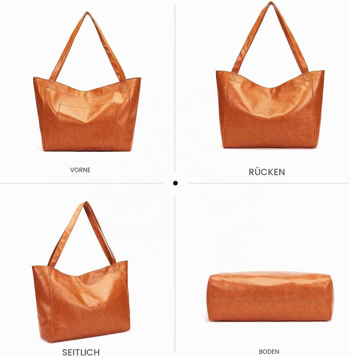 NICOLE &amp; DORIS Handtasche Damen Gross Shopper Tasche Casual Schultertasche Weiche Leder Tragetasche