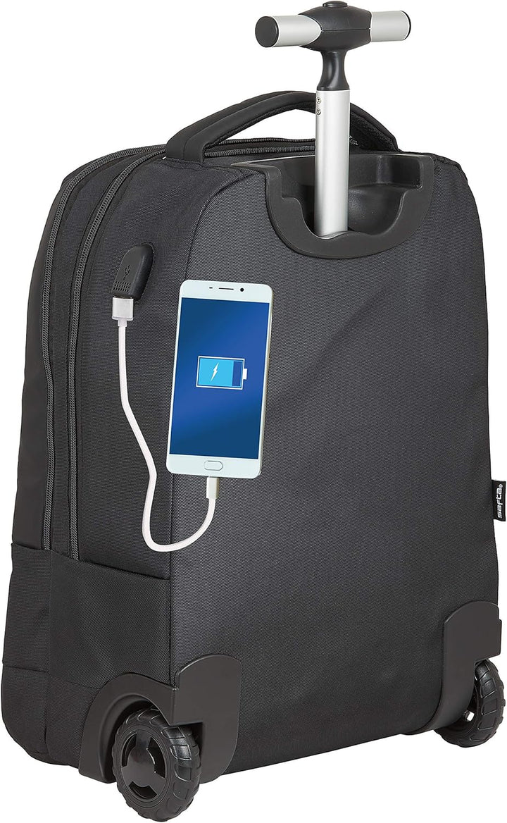 SAFTA Trolley für Laptops mit 39,6 cm (15,6 Zoll), mit Tasche für Tablet und USB-Anschluss, 430 x 32