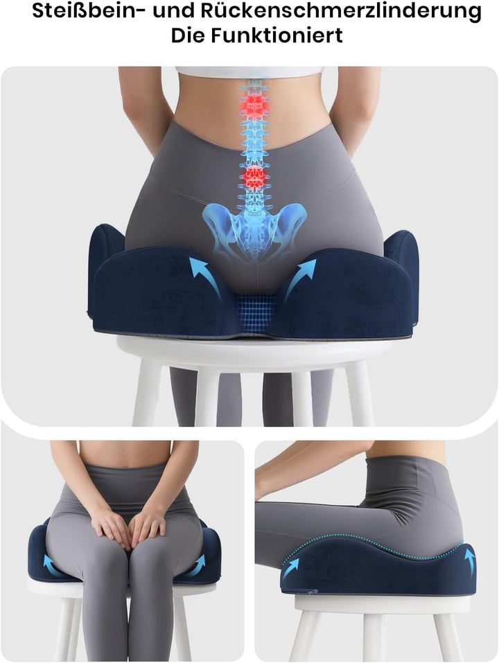 Benazcap Memory Foam Sitzkissen für Steissbein Schmerzlinderung, Bürostuhlkissen, Ergonomisches Stei